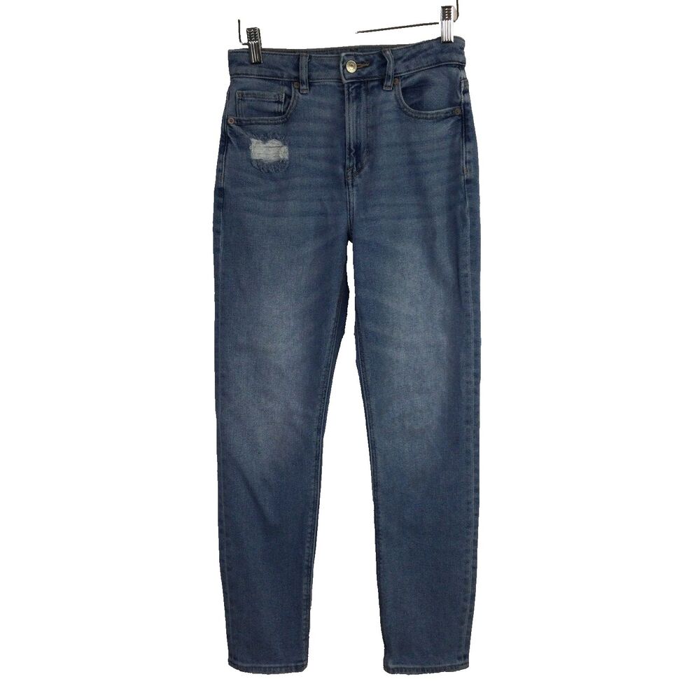 American Eagle Womens Straight Leg Mom Jeans Denim Dark Wash Blue Size 0